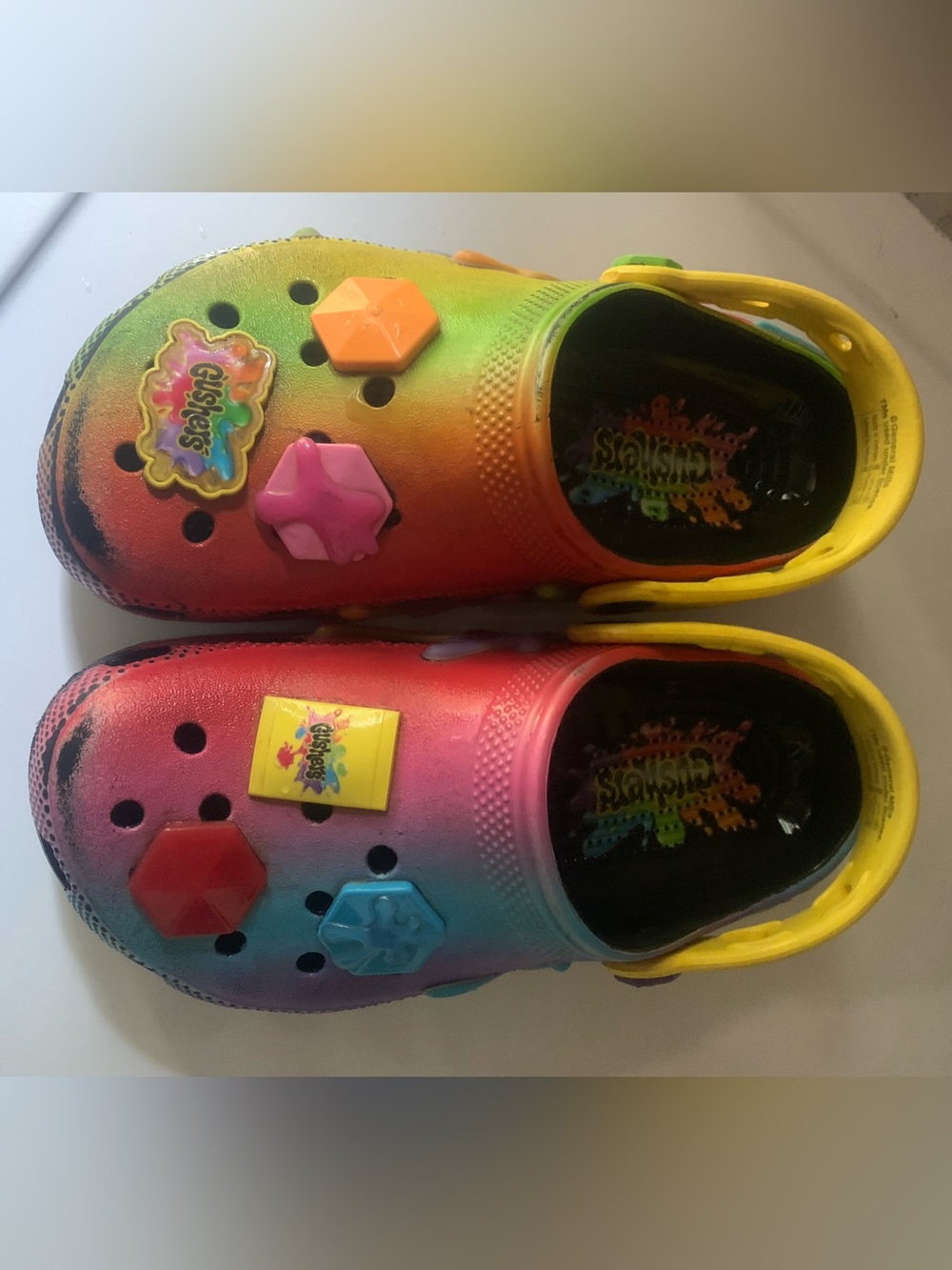 CROCS Gushers edition Rainbow Tie-Dye Clogs